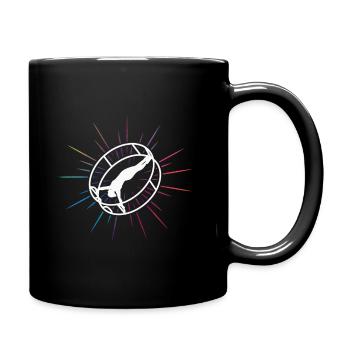 Farbenfrohes Rhönrad mit Rhönradturnerin - Tasse einfarbig - Schwarz - Rechts