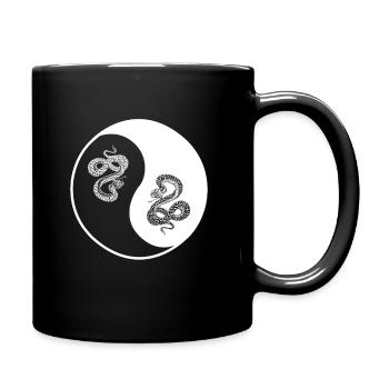 Yin- und Yang-Schlangen auf schwarzem Hintergrund - Tasse einfarbig - Schwarz - Rechts