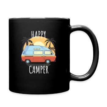 Funny Happy Camper Caravan Motorhome - Full Colour Mug - black - Right