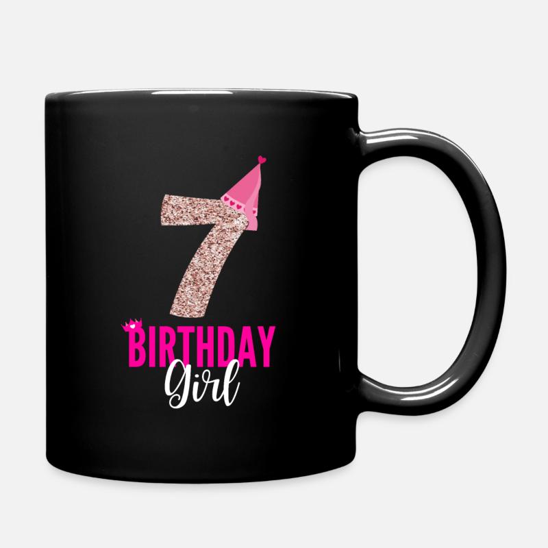 7. Geburtstag Ich bin 7 Birthday Girl Prinzessin - Tasse einfarbig - Schwarz