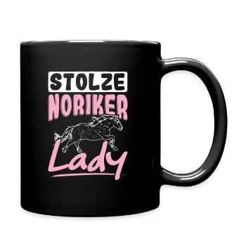 Stolze Noriker Lady Pferde Reiterin Noriker - Tasse einfarbig - Schwarz - Rechts