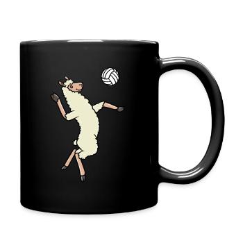 Volleyball Funny Lama Volleyball Player - Full Colour Mug - black - Right