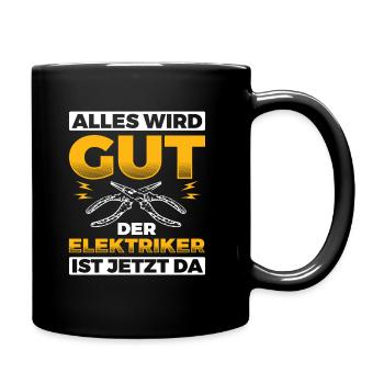 Elektriker Elektrik - Tasse einfarbig - Schwarz - Rechts