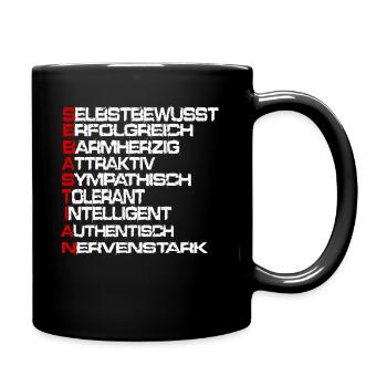 Vorname Sebastian Name Namen Geschenkidee Geschenk - Tasse einfarbig - Schwarz - Rechts
