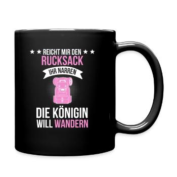 Wandern Wanderer Berge Frauen Damen Königin Spruch - Tasse einfarbig - Schwarz - Rechts