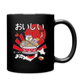 Cats in Ramen Noodles Kawaii Japan Design - Full Colour Mug - black - Right