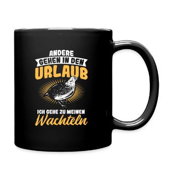 Wachtel Wachteln - Tasse einfarbig - Schwarz - Rechts