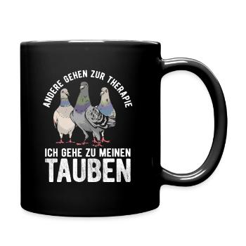 Taube Tauben Vogel - Tasse einfarbig - Schwarz - Rechts