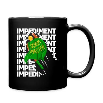 Superhero destroys Impediments - Scrum Master - Full Colour Mug - black - Right