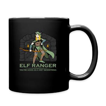 D20 Rollenspiel Charakter - Elf Waldläufer - Tasse einfarbig - Schwarz - Rechts