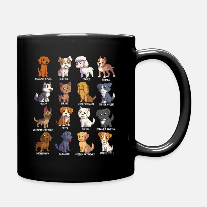 Divers chiens de dessin animé Kawaii - Races de chiens - Mug uni - noir