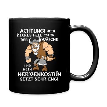 Mein dickes Fell ist in der Wäsche - Tasse einfarbig - Schwarz - Rechts