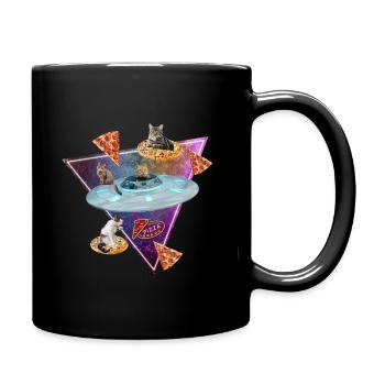 Katzen Pizza Auto Fotografie - Tasse einfarbig - Schwarz - Rechts