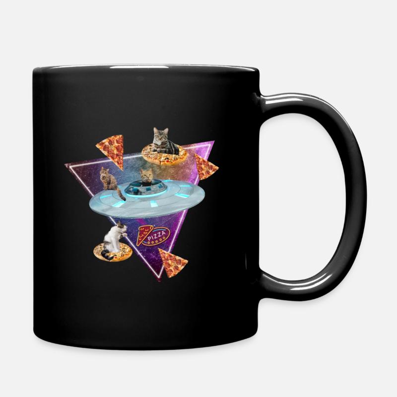 Katzen Pizza Auto Fotografie - Tasse einfarbig - Schwarz