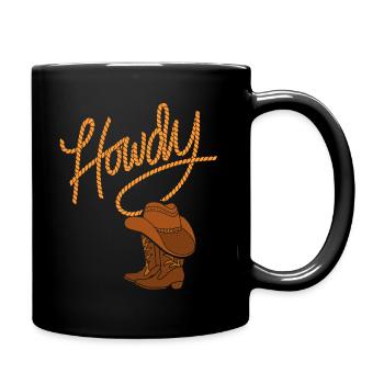 Hallo Cowboy Western - Tasse einfarbig - Schwarz - Rechts