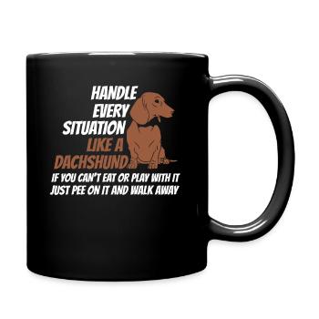 Griff-Situation Wie Ein Dackel - Tasse einfarbig - Schwarz - Rechts