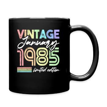 37th Birthday Retro Vintage Unicorn January 1985 - Full Colour Mug - black - Right