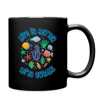 Life is better with corals, aquarist - Full Colour Mug - black - Right