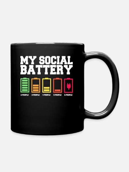 My social battery is low - Full Colour Mug - black