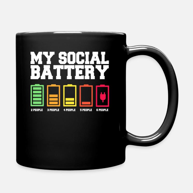 My social battery is low - Full Colour Mug - black