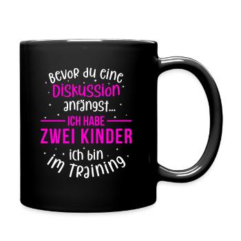 Ich habe zwei Kinder - Mutter und Kinder - Tasse einfarbig - Schwarz - Rechts