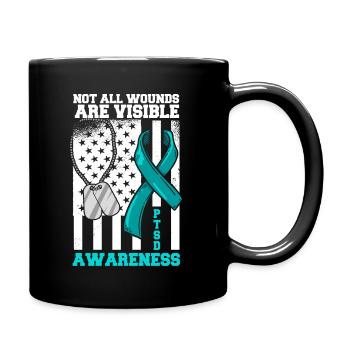 PTSD awareness that you are not alone - Full Colour Mug - black - Right