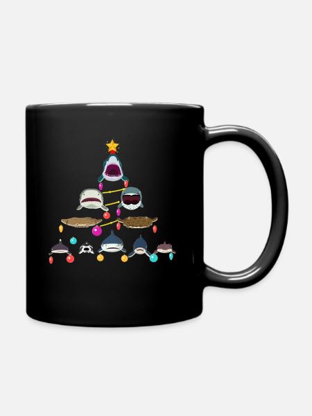 Hai, Haie, Shakr-Weihnachtsbaum - Tasse einfarbig - Schwarz