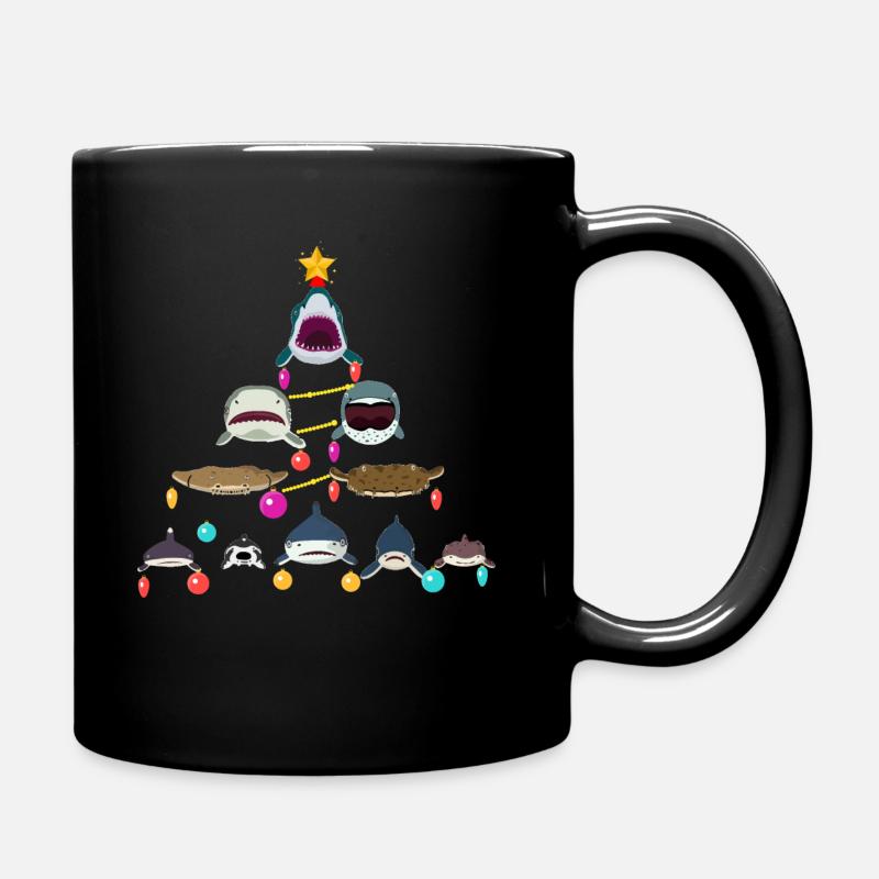 Hai, Haie, Shakr-Weihnachtsbaum - Tasse einfarbig - Schwarz