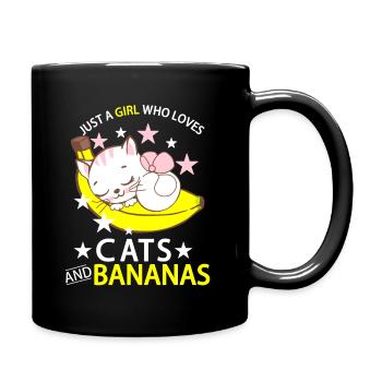 Just a girl who loves cats & Bananas - Tasse einfarbig - Schwarz - Rechts