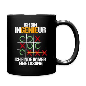 Ingenieur, Ich finde immer eine Lösung - Tasse einfarbig - Schwarz - Rechts