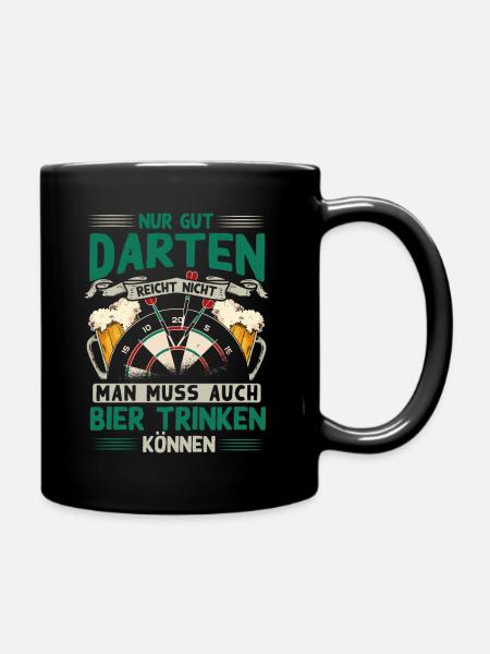 Darten, Dart, Dartpfeil, Darter - Tasse einfarbig - Schwarz