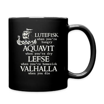 Skandinavischer Poe, Wikinger, Lutefisk - Tasse einfarbig - Schwarz - Rechts