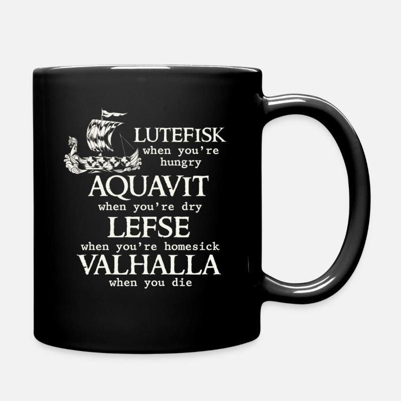 Skandinavischer Poe, Wikinger, Lutefisk - Tasse einfarbig - Schwarz
