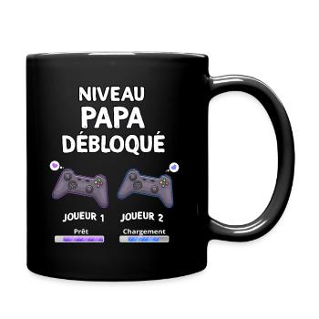 Naissance niveau papa debloque joueur - Mug uni - noir - Droite