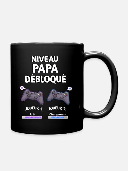 Naissance niveau papa debloque joueur - Mug uni - noir
