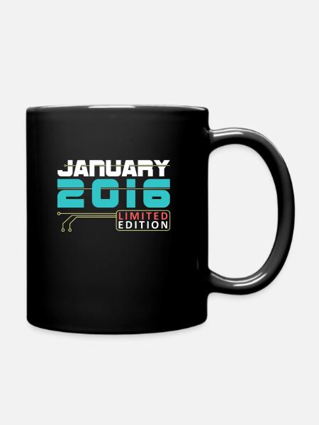 January 2016 - Geburtstag im Januar - Tasse einfarbig - Schwarz