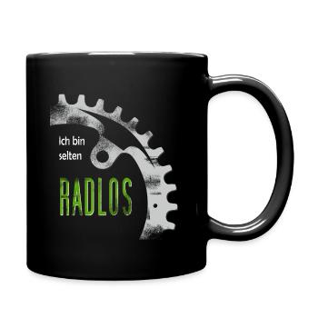 Ich bin selten radlos - Tasse einfarbig - Schwarz - Rechts