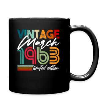 Vintage born March 1963 Birthday March 1963 - Full Colour Mug - black - Right