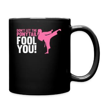 Karate-Mädchen, Karate-Sport - Tasse einfarbig - Schwarz - Rechts