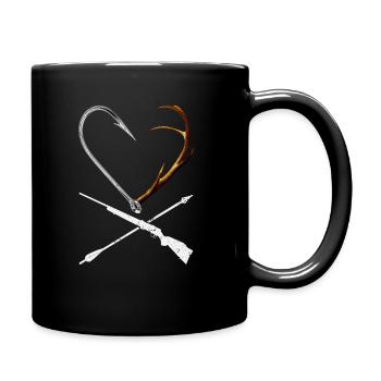 Hunting Fishing Outdoor Hunter Huntsman Fisherman - Full Colour Mug - black - Right