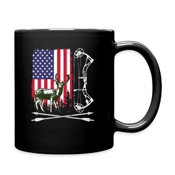 Bow Hunting American Hunter USA Flag Deer Hunt - Full Colour Mug - black - Right