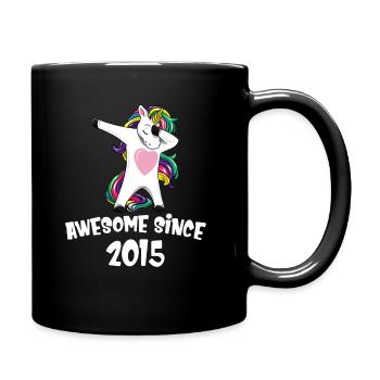 Awesome Since 2015 Birthday Dabbing Unicorn - Full Colour Mug - black - Right