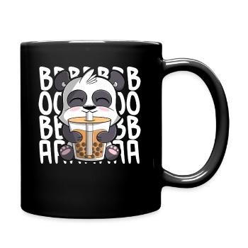 cute kawaii panda drinking boba bubble tea - Full Colour Mug - black - Right