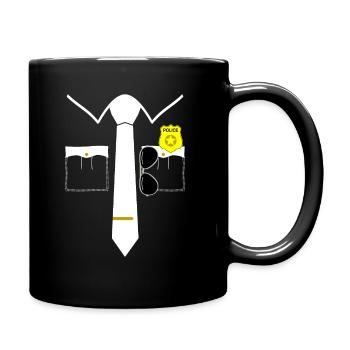 Polizei FBI Kostüm Karneval Fasching Verkleidung - Full Colour Mug - black - Right