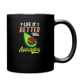 Avocado Life Better With Avocado - Full Colour Mug - black - Right