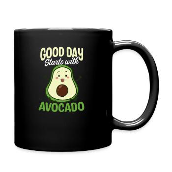 Avocado Good Day Start With Avocado - Full Colour Mug - black - Right