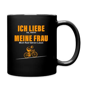 Ich Liebe Es Wenn Meine Frau Mich Radfahren Lässt - Tasse einfarbig - Schwarz - Rechts