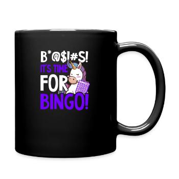 Bingo Queen B*@$!#s It's Time For Bingo - Full Colour Mug - black - Right