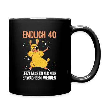 40. Geburtstag 40 Jahre Damen Herren Llama - Tasse einfarbig - Schwarz - Rechts