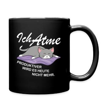 Ich Atme Produktiver Wird Es Nicht Lustiges Katzen - Tasse einfarbig - Schwarz - Rechts